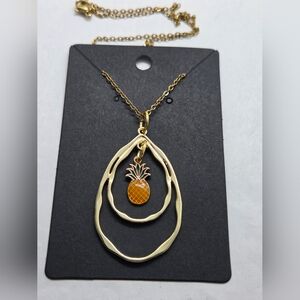 Goldtone Pineapple Pendant Necklace